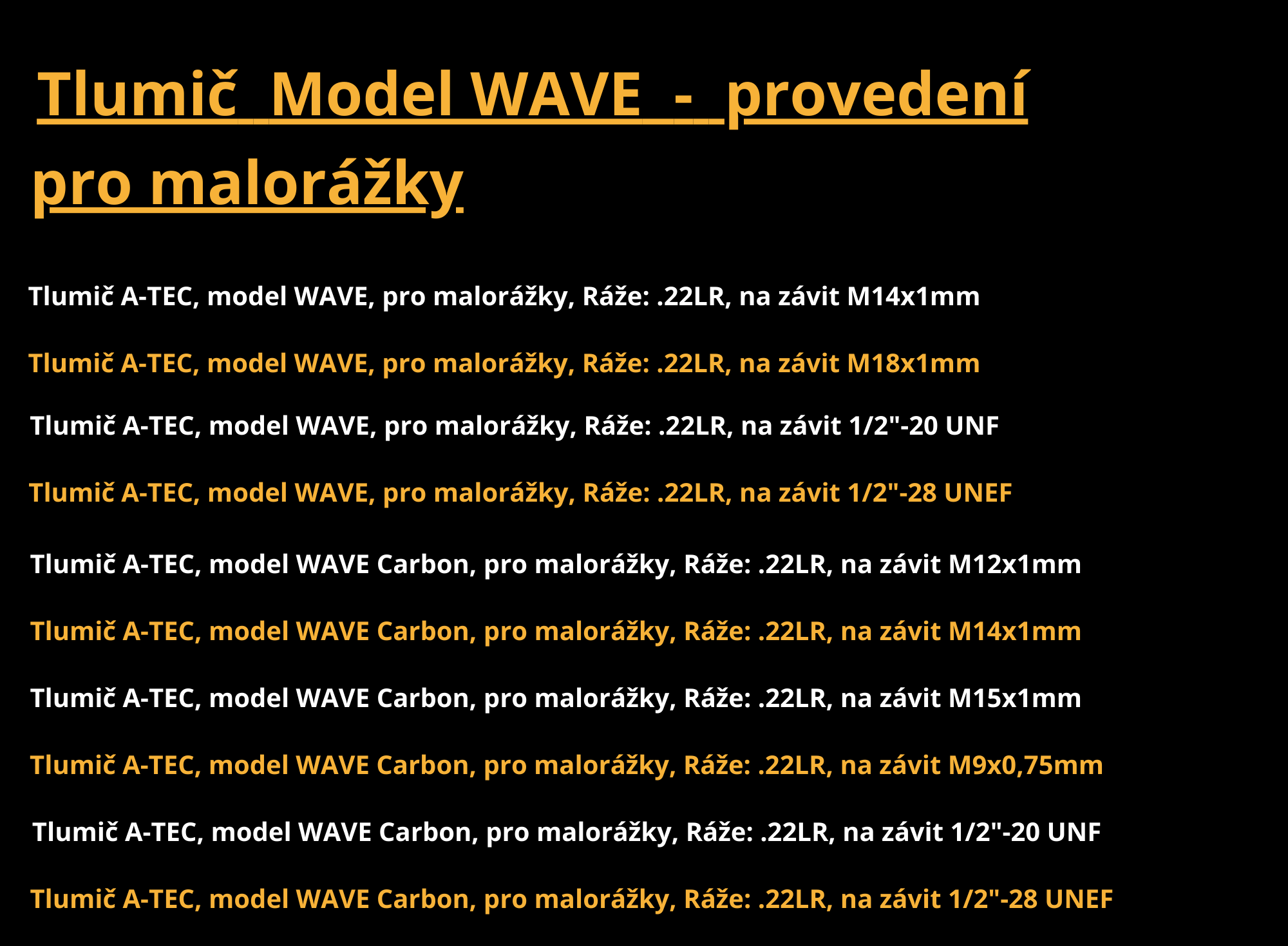 Tlumič  Model WAVE pro malorážky